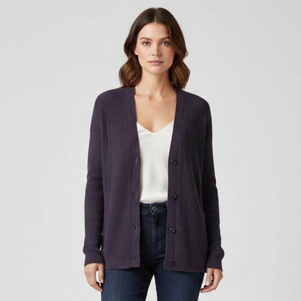 Huntington Ridge Cardigan Sweater Size Large Blue Cable Knit Vintage Button Up